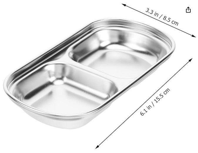 2-Partition Stainless Steel Sauce/Condiment Dipping Bowl (SUS304)