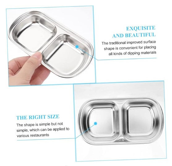 2-Partition Stainless Steel Sauce/Condiment Dipping Bowl (SUS304)