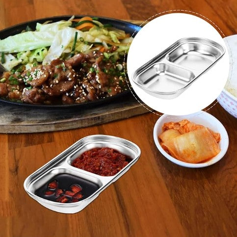 2-Partition Stainless Steel Sauce/Condiment Dipping Bowl (SUS304)