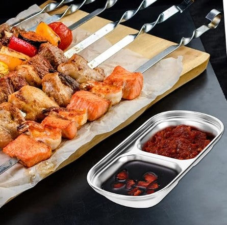 2-Partition Stainless Steel Sauce/Condiment Dipping Bowl (SUS304)