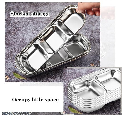 3-Partition Stainless Steel Sauce/Condiment Dipping Bowl (SUS304)