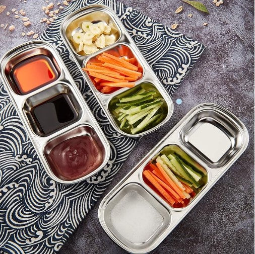 3-Partition Stainless Steel Sauce/Condiment Dipping Bowl (SUS304)
