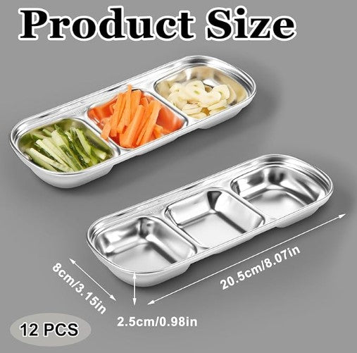 3-Partition Stainless Steel Sauce/Condiment Dipping Bowl (SUS304)