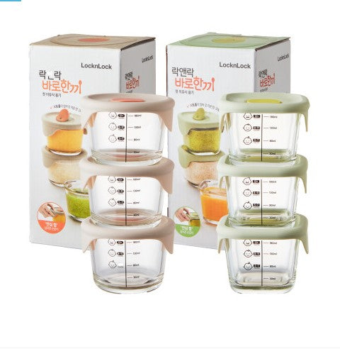 LocknLock All-in-one Baby Food Glass Containers (3-pack x 230ml)