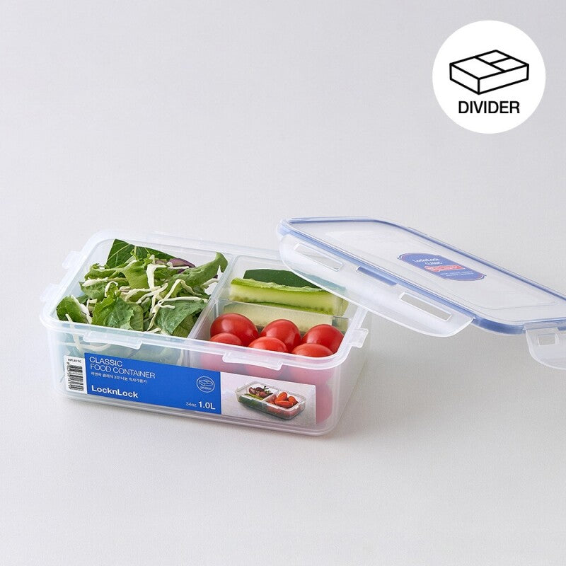 LocknLock Classic Food Container (HPL817C Rectangle w/ 2 removable compartments - 3 sections - 1.0L / 34oz)