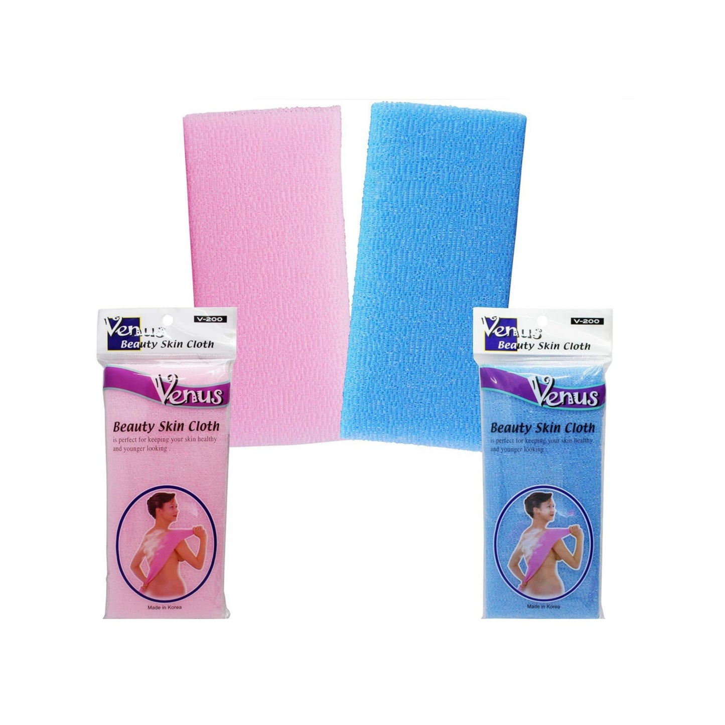 2-pack Venus Beauty Skin Cloth (exfoliating washcloth) - Made in Korea
