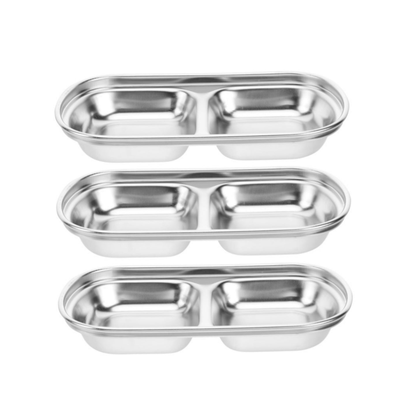 2-Partition Stainless Steel Sauce/Condiment Dipping Bowl (SUS304)