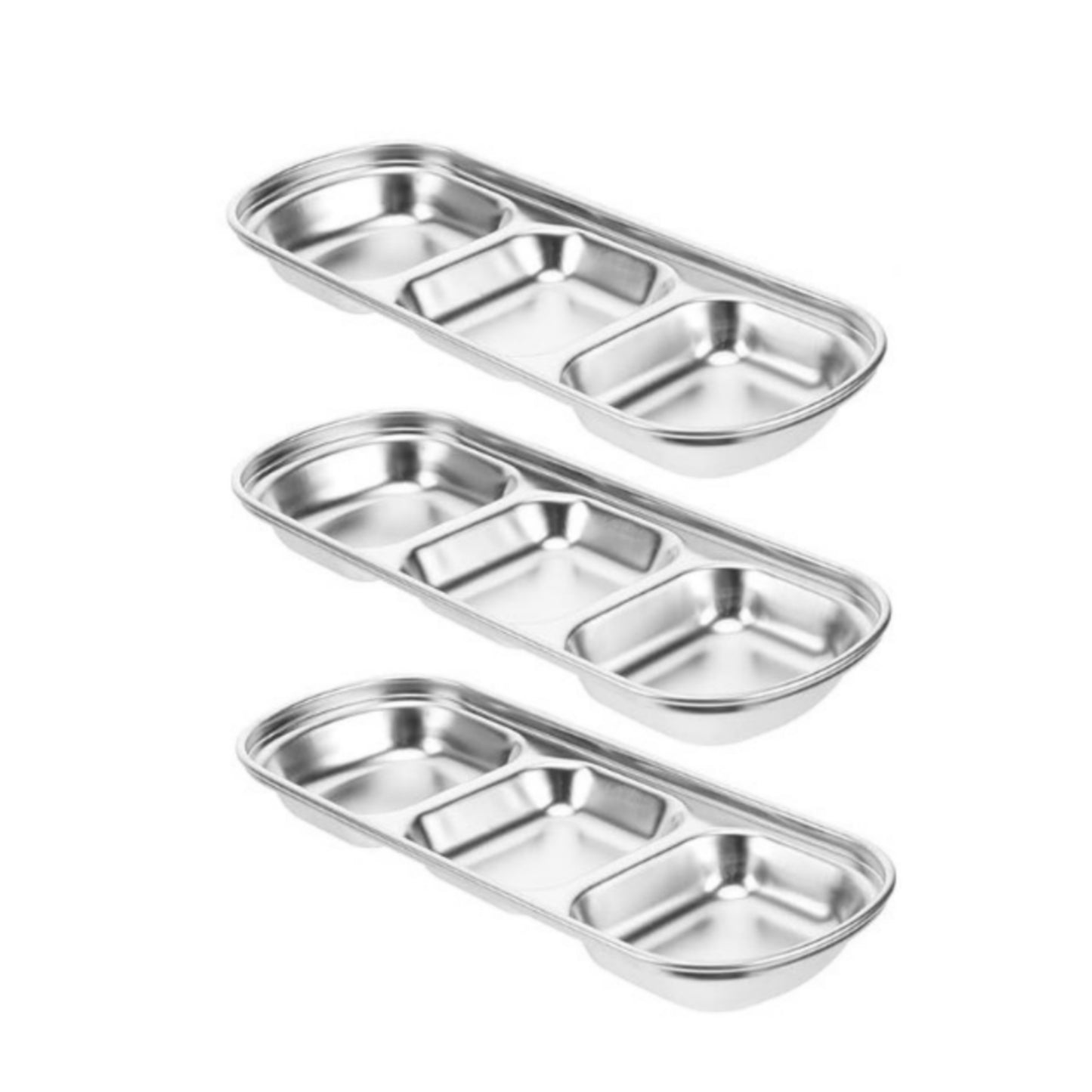 3-Partition Stainless Steel Sauce/Condiment Dipping Bowl (SUS304)