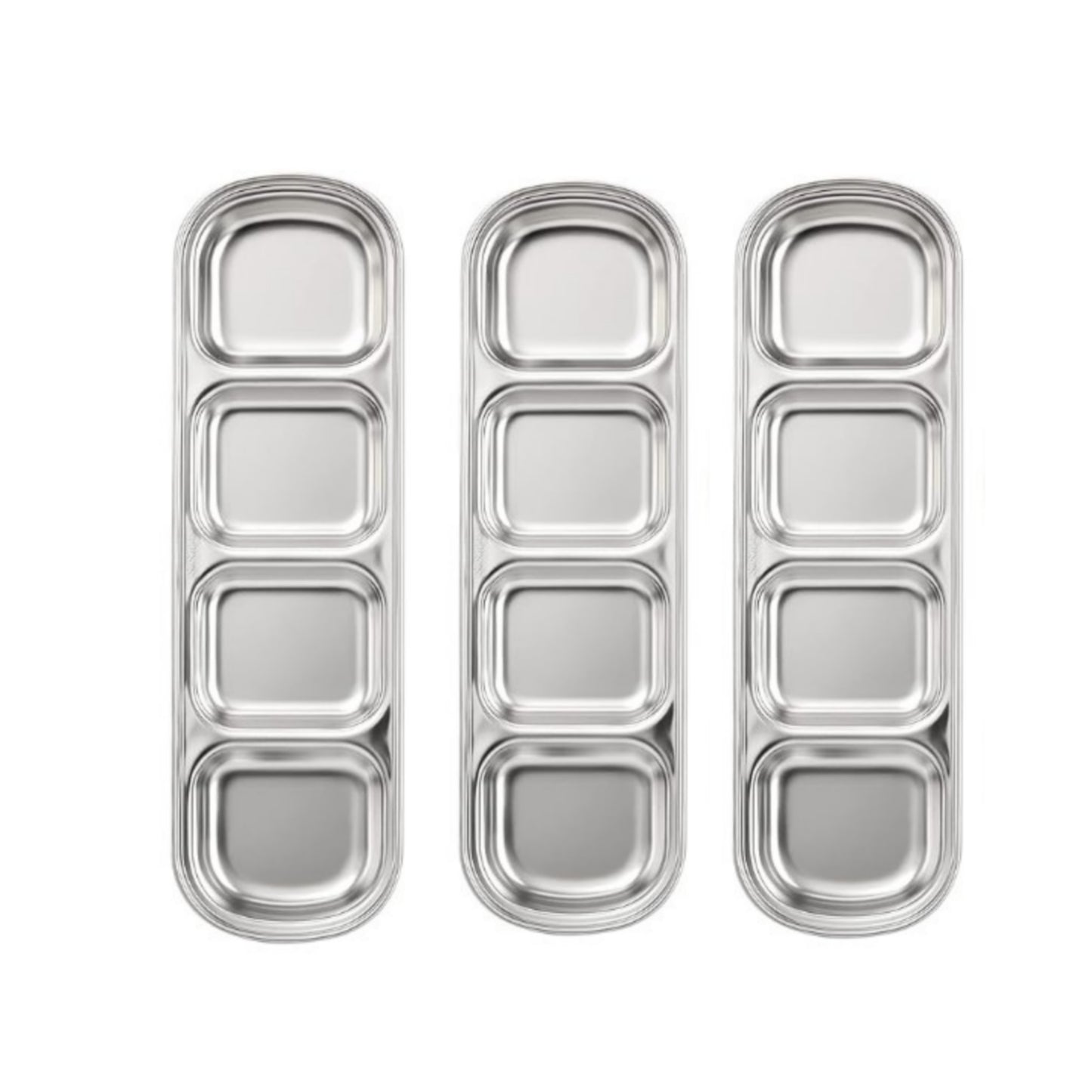 4-Partition Stainless Steel Sauce/Condiment Dipping Bowl