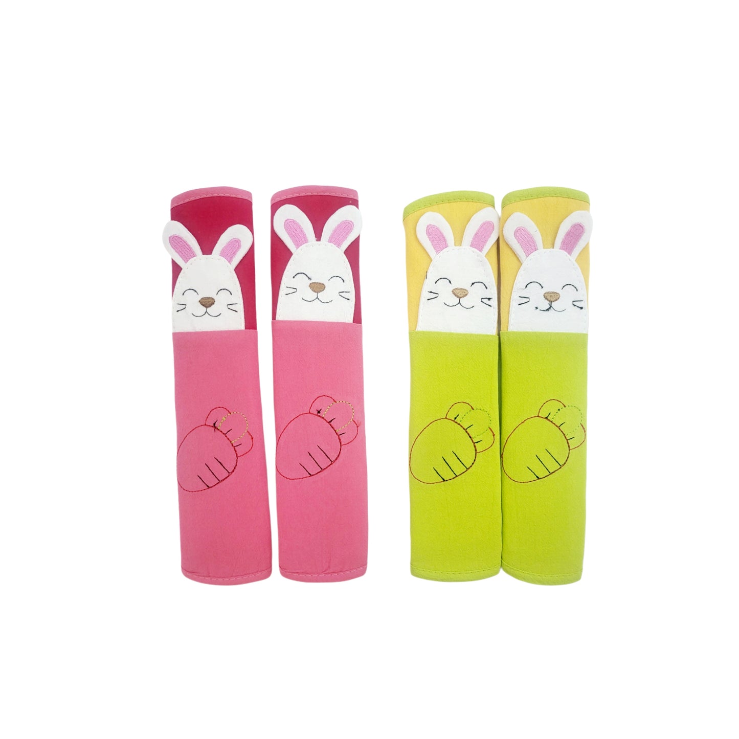 Refrigerator Handle/Seat Belt Covers Small (2 pcs - Cute Bunny Design) - Washable cloth, velcro straps