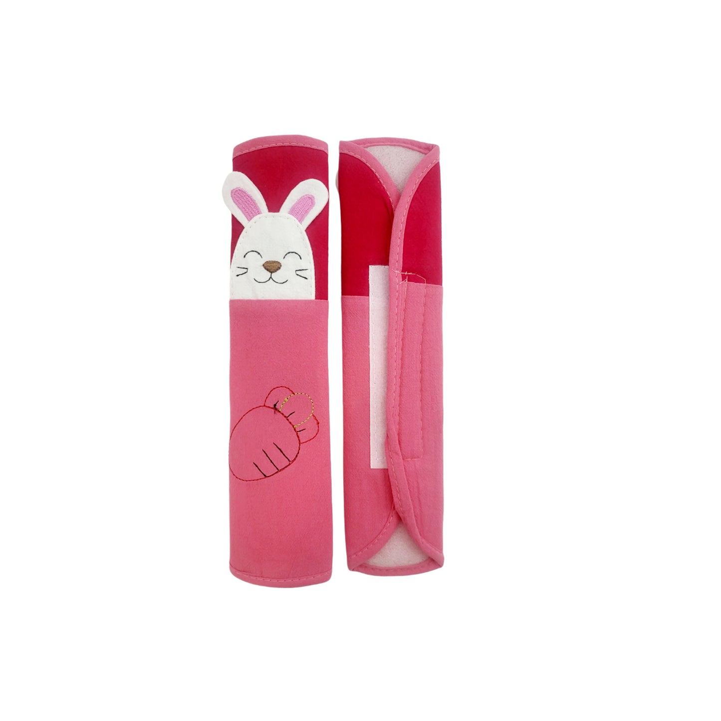 Refrigerator Handle/Seat Belt Covers Small (2 pcs - Cute Bunny Design) - Washable cloth, velcro straps