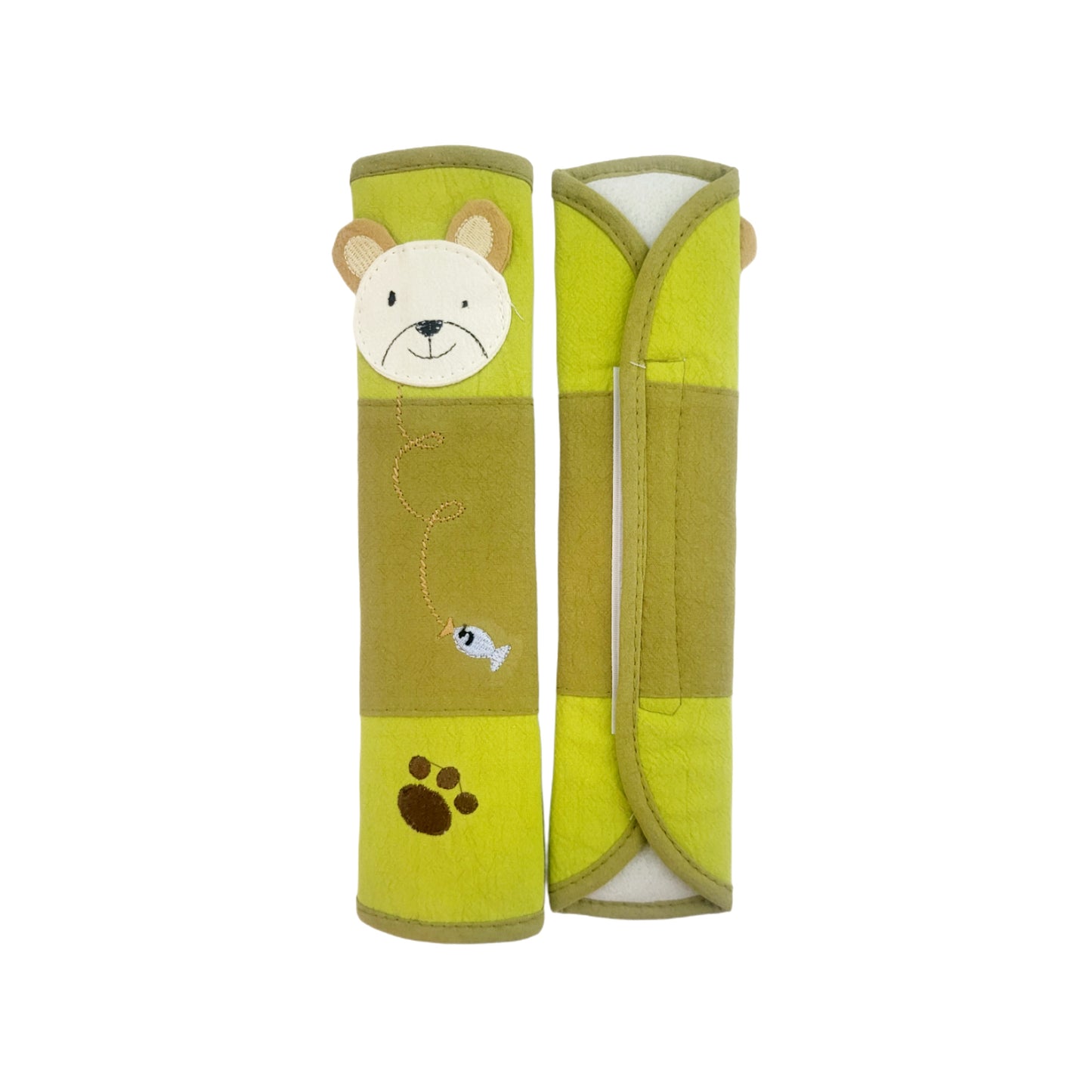 Refrigerator Handle/Seat Belt Covers Small (2 pcs - Cute Bear Design) - Washable cloth, velcro straps