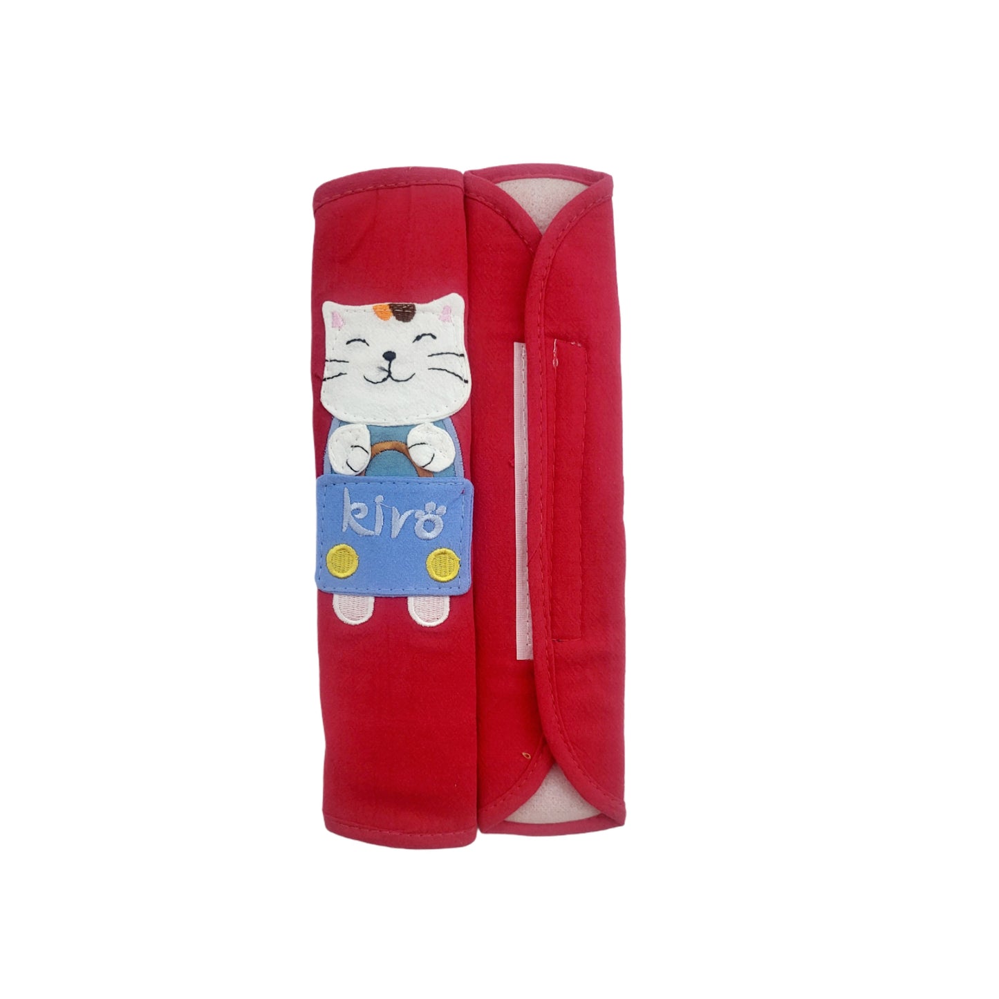 Refrigerator Handle/Seat Belt Covers Small (2 pcs - Cute Cat Design) - Washable cloth, velcro straps