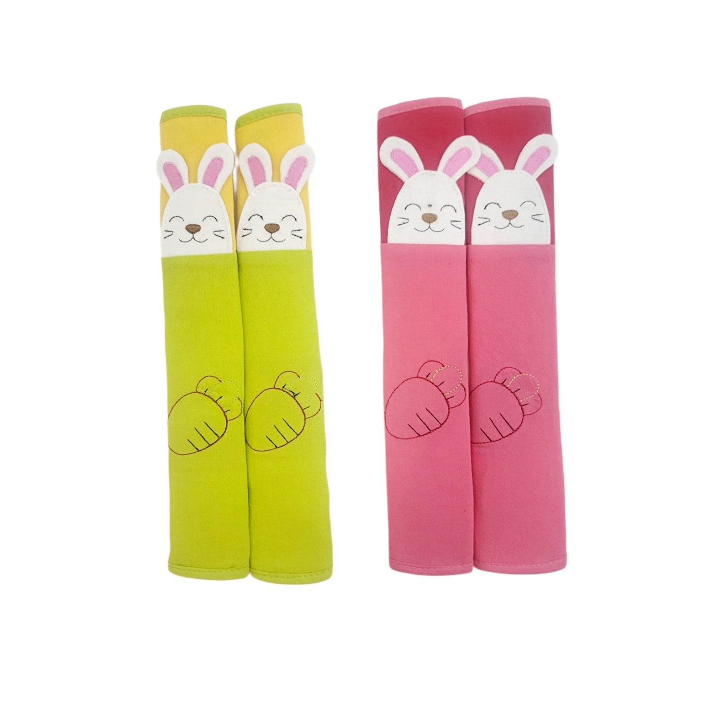 Refrigerator Handle/Seat Belt Covers Large (2 pcs - Cute Bunny Design) - Washable cloth, velcro straps