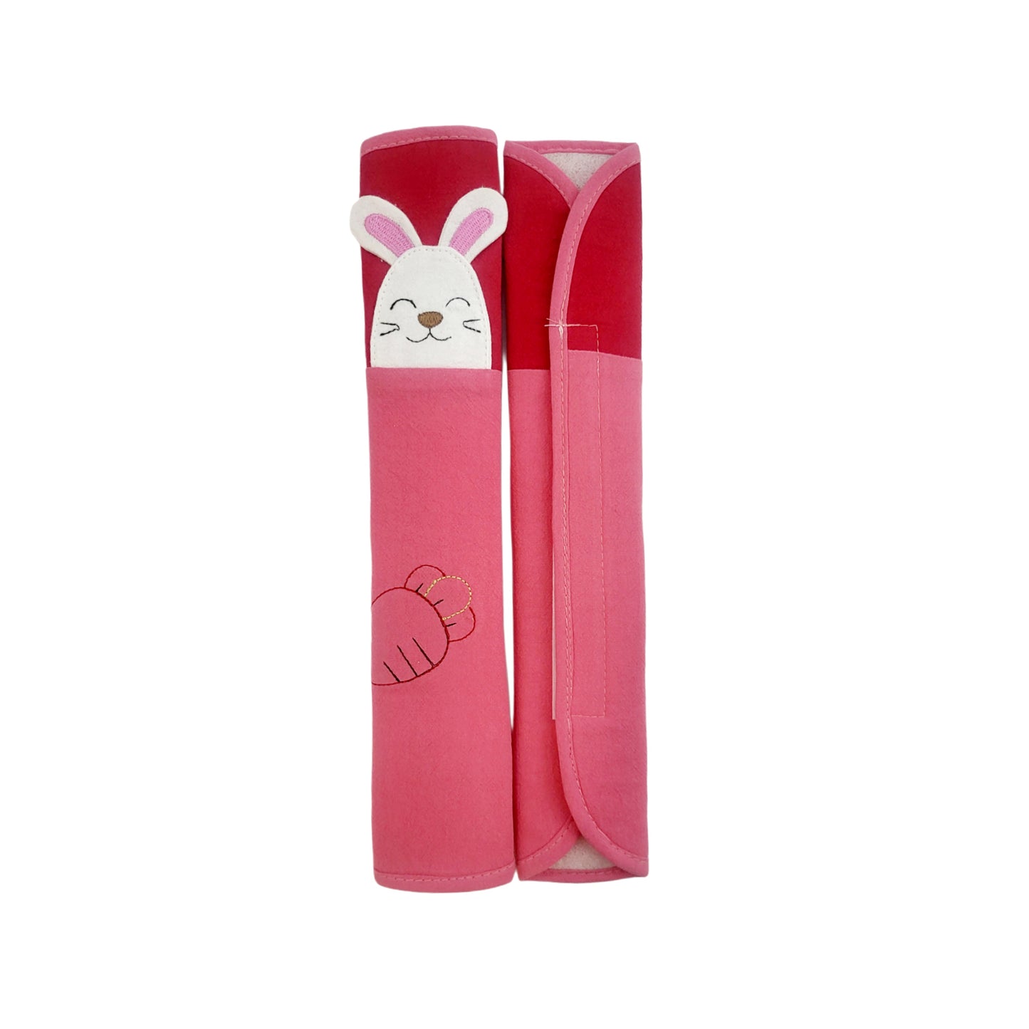 Refrigerator Handle/Seat Belt Covers Large (2 pcs - Cute Bunny Design) - Washable cloth, velcro straps
