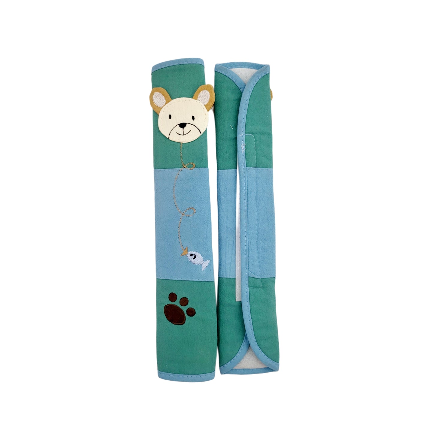 Refrigerator Handle/Seat Belt Covers Large (2 pcs - Cute Bear Design) - Washable cloth, velcro straps