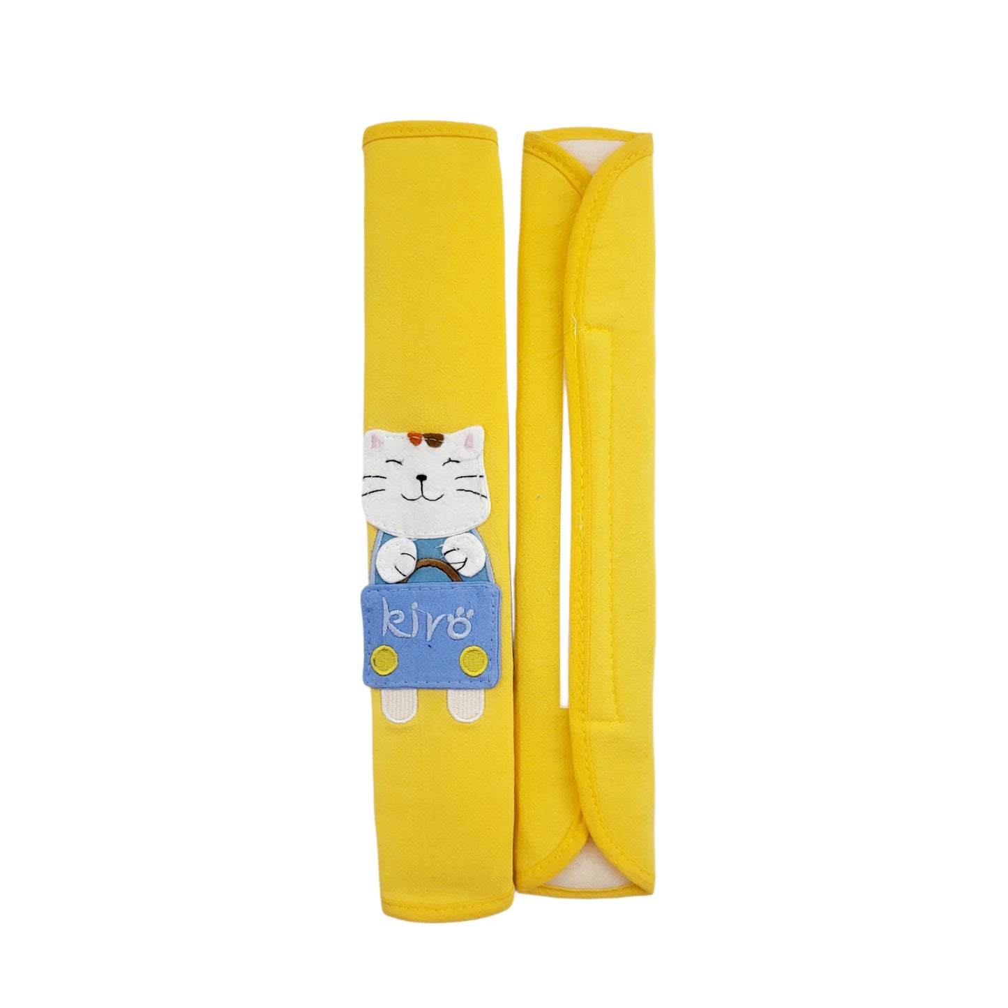 Refrigerator Handle/Seat Belt Covers Large (2 pcs - Cute Cat Design) - Washable cloth, velcro straps