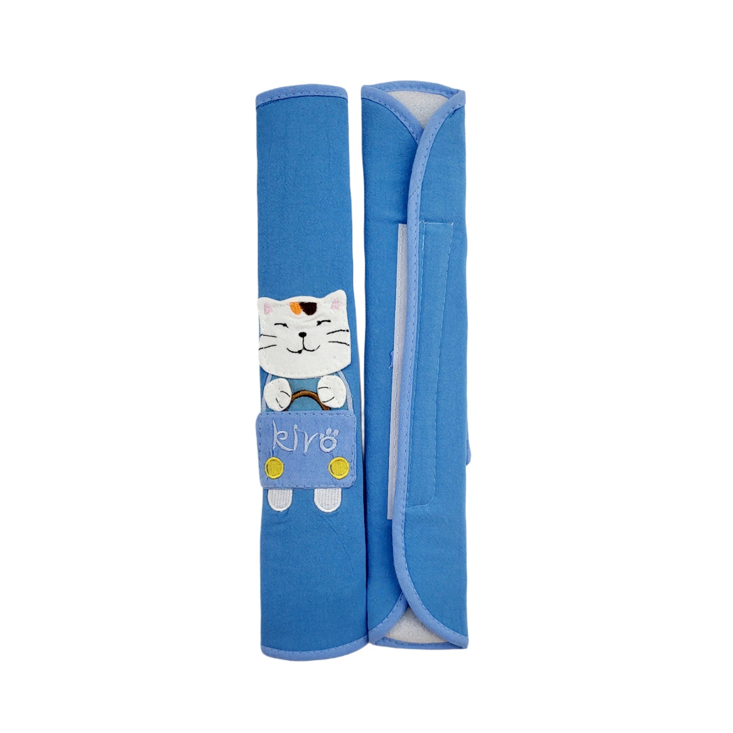 Refrigerator Handle/Seat Belt Covers Large (2 pcs - Cute Cat Design) - Washable cloth, velcro straps