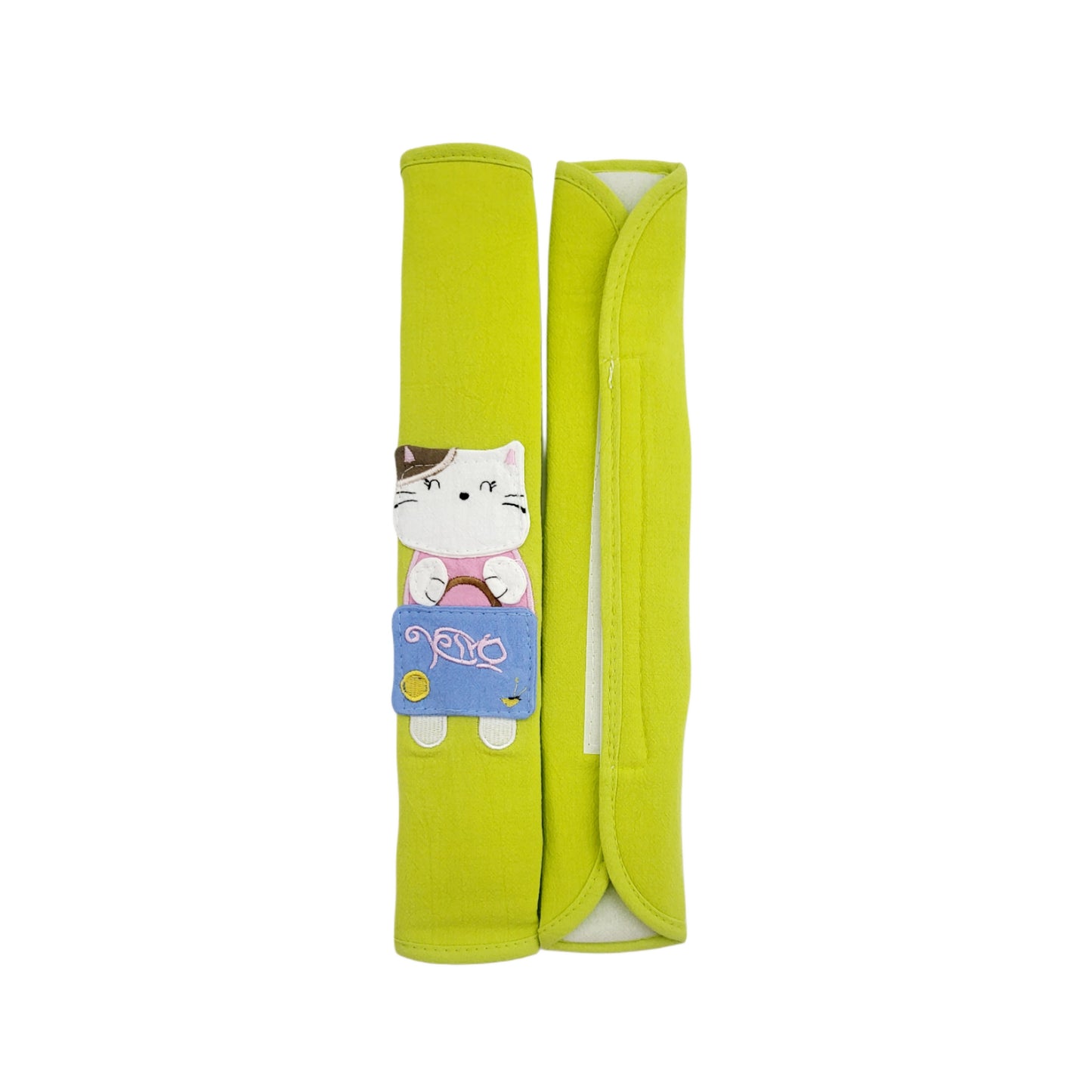 Refrigerator Handle/Seat Belt Covers Large (2 pcs - Cute Cat Design) - Washable cloth, velcro straps
