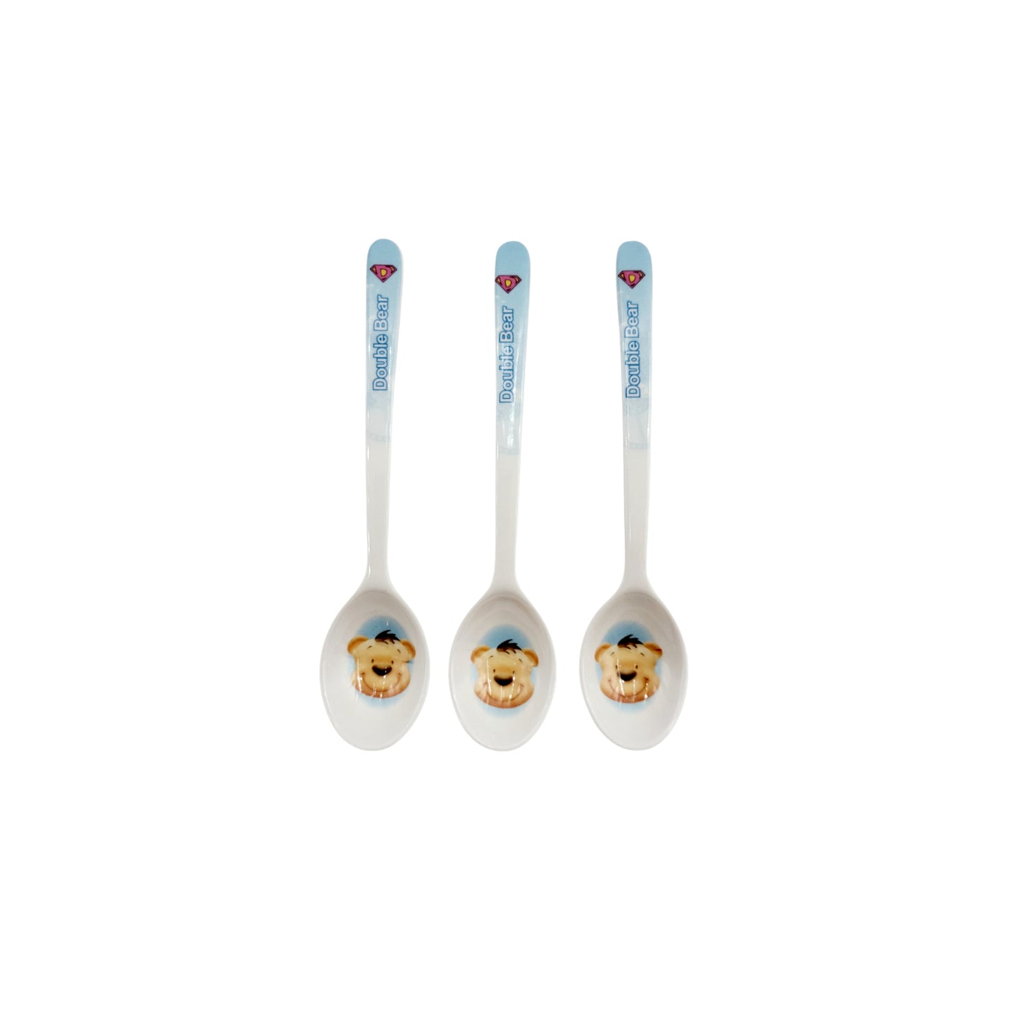 3pc Set of Melamine Kids Spoons (Short, Small mouth) - 2 Colors: Blue & Pink