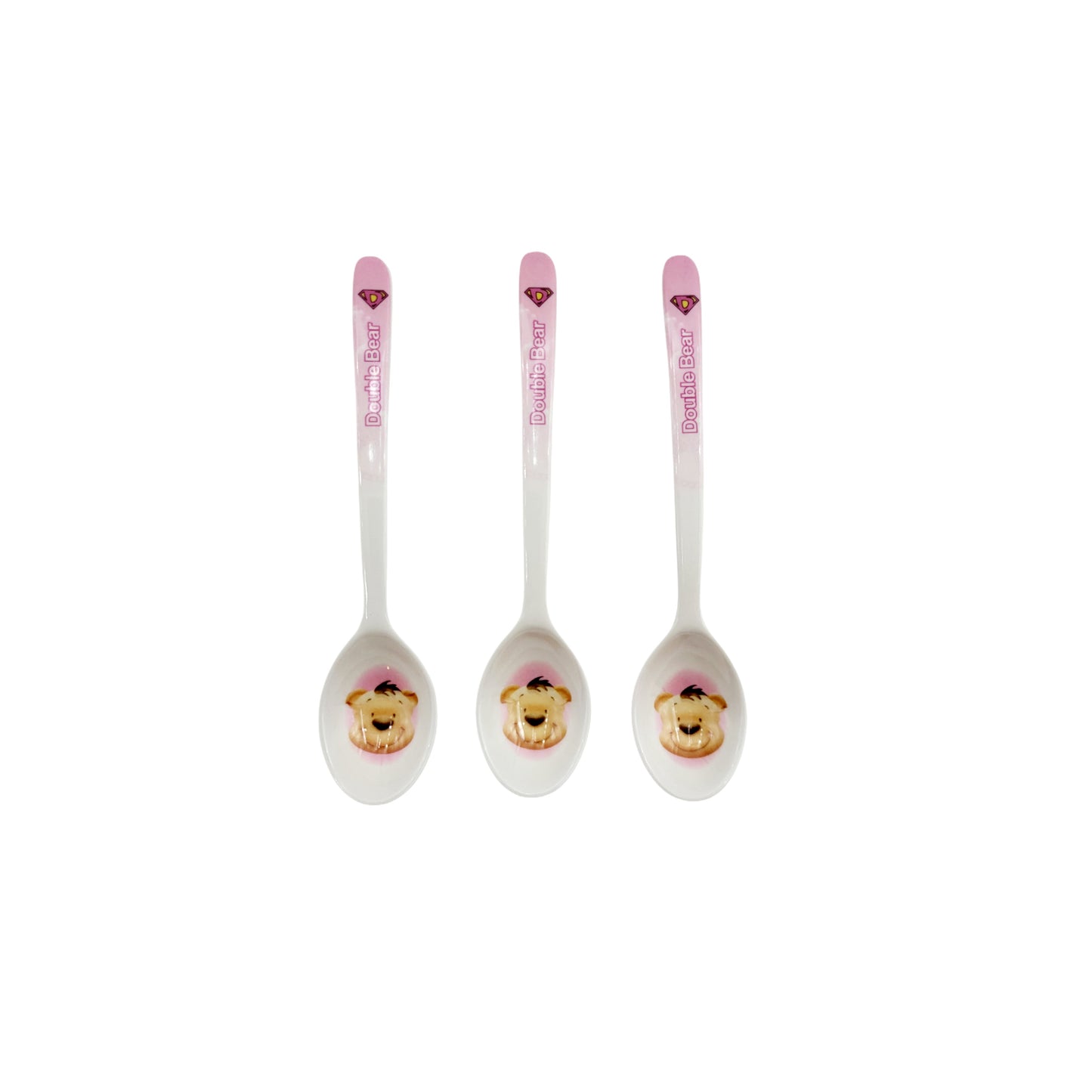 3pc Set of Melamine Kids Spoons (Short, Small mouth) - 2 Colors: Blue & Pink