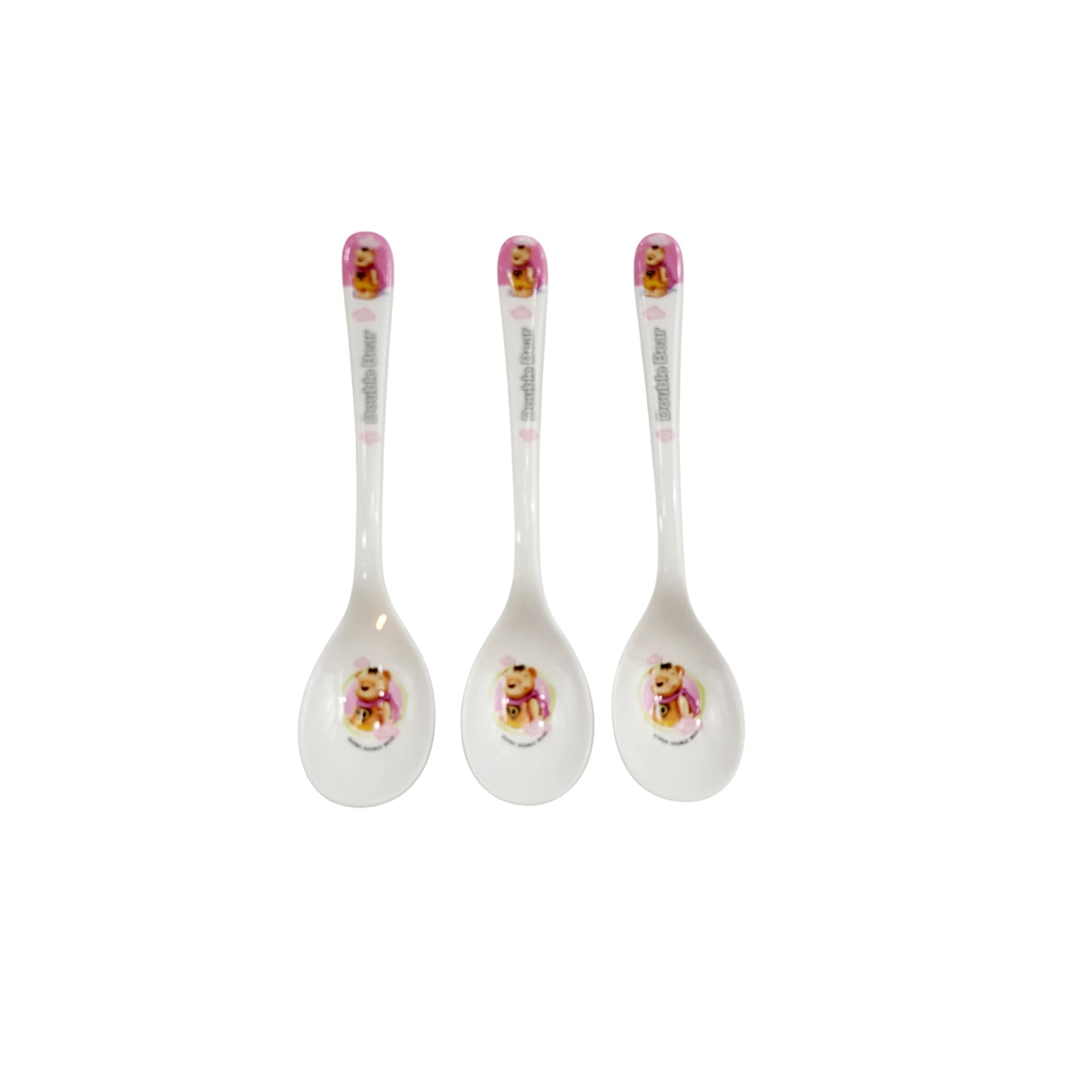3pc Set of Melamine Kids Spoons (Long, Wide mouth) - 2 Colors: Blue & Pink