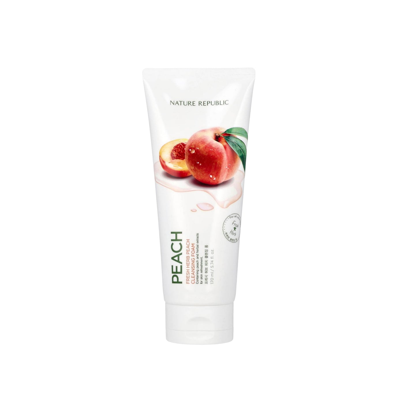 Nature Republic - FOAM CLEANSERS (170 ml / 5.74 fl. oz) - Acerola, Snail, Peach - Made in Korea