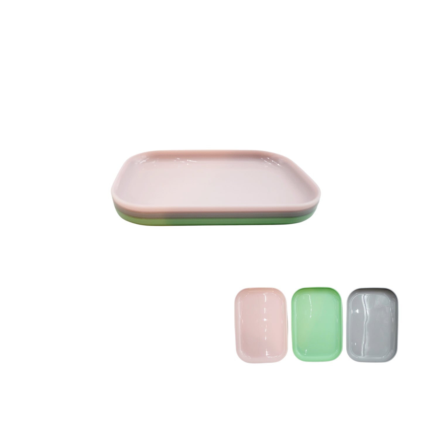 Pastel Party Rectangle Trays - Set of 3 pcs - Durable plastic - Made in Korea