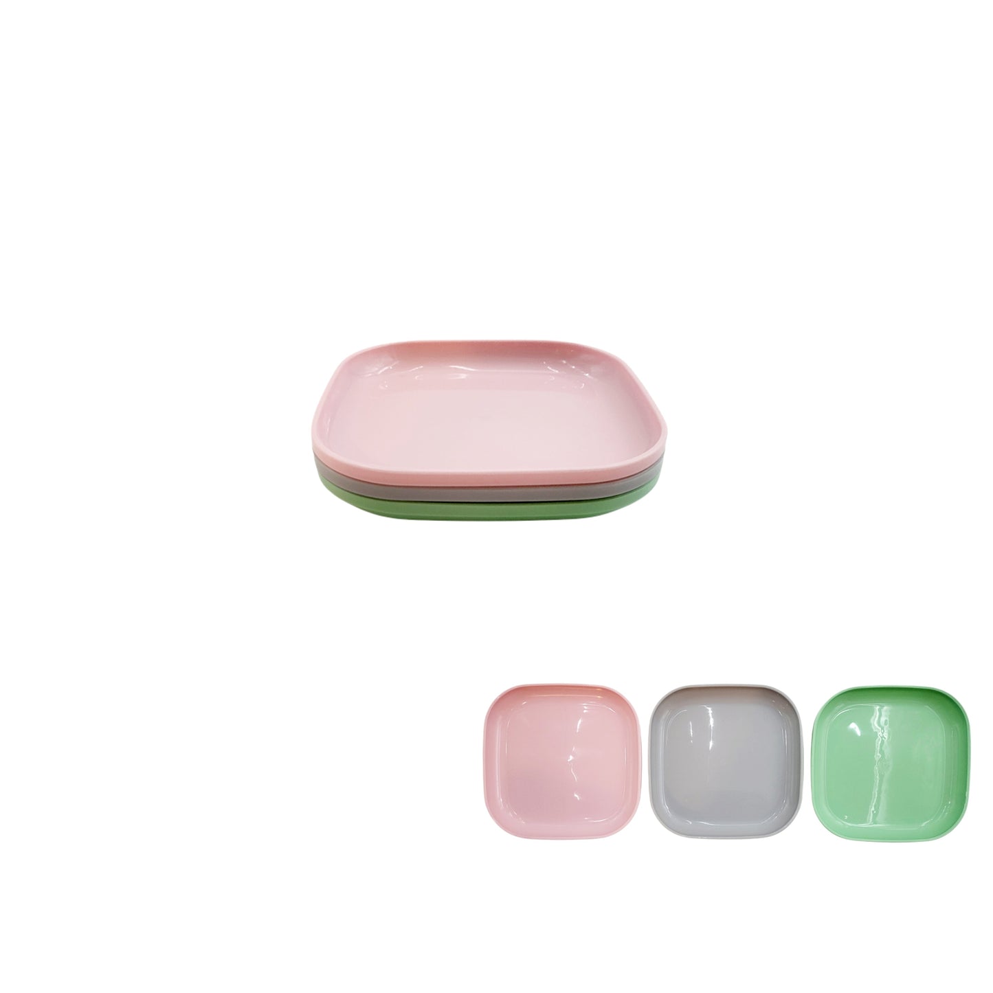 Pastel Party Square Trays ("S") - Set of 3 pcs - Durable plastic - Made in Korea