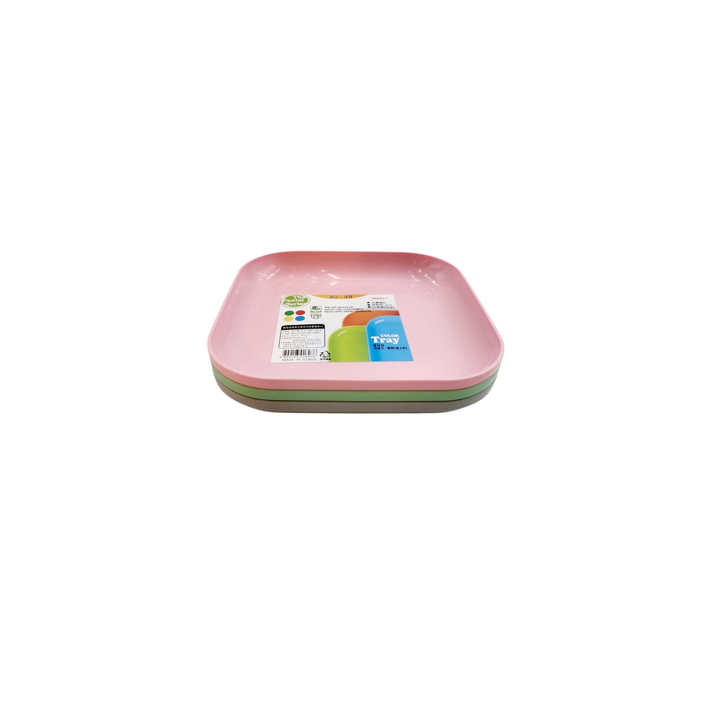 Pastel Party Square Trays ("M") - Set of 3 pcs - Durable plastic - Made in Korea