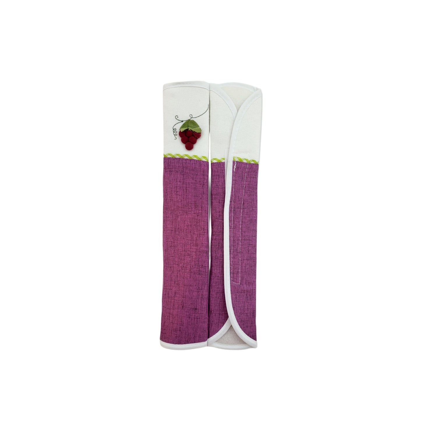 Refrigerator Handle/Seat Belt Covers Large (2 pcs - Elegant Grape Design) - Washable cloth, velcro straps