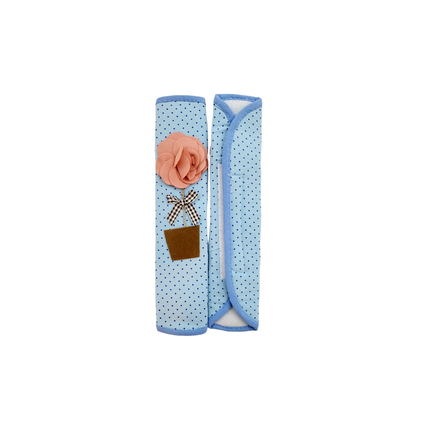 Refrigerator Handle/Seat Belt Covers Small (2 pcs - Cute Flower Pot Design) - Washable cloth, velcro straps