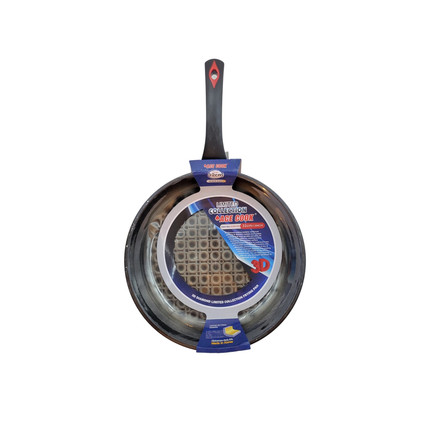 Ace Cook 3D Holographic Diamond Fry Pan 32cm (~13 inches) – Made in Korea