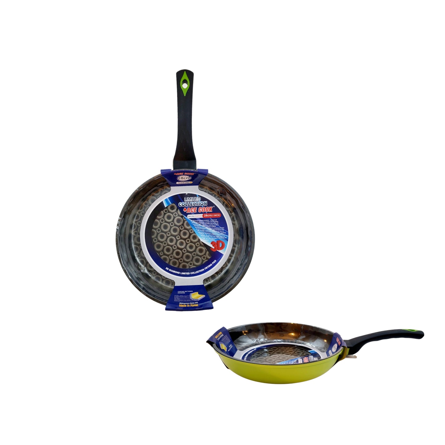 Ace Cook 3D Holographic Diamond Fry Pan 28cm (~11 inches) – Made in Korea