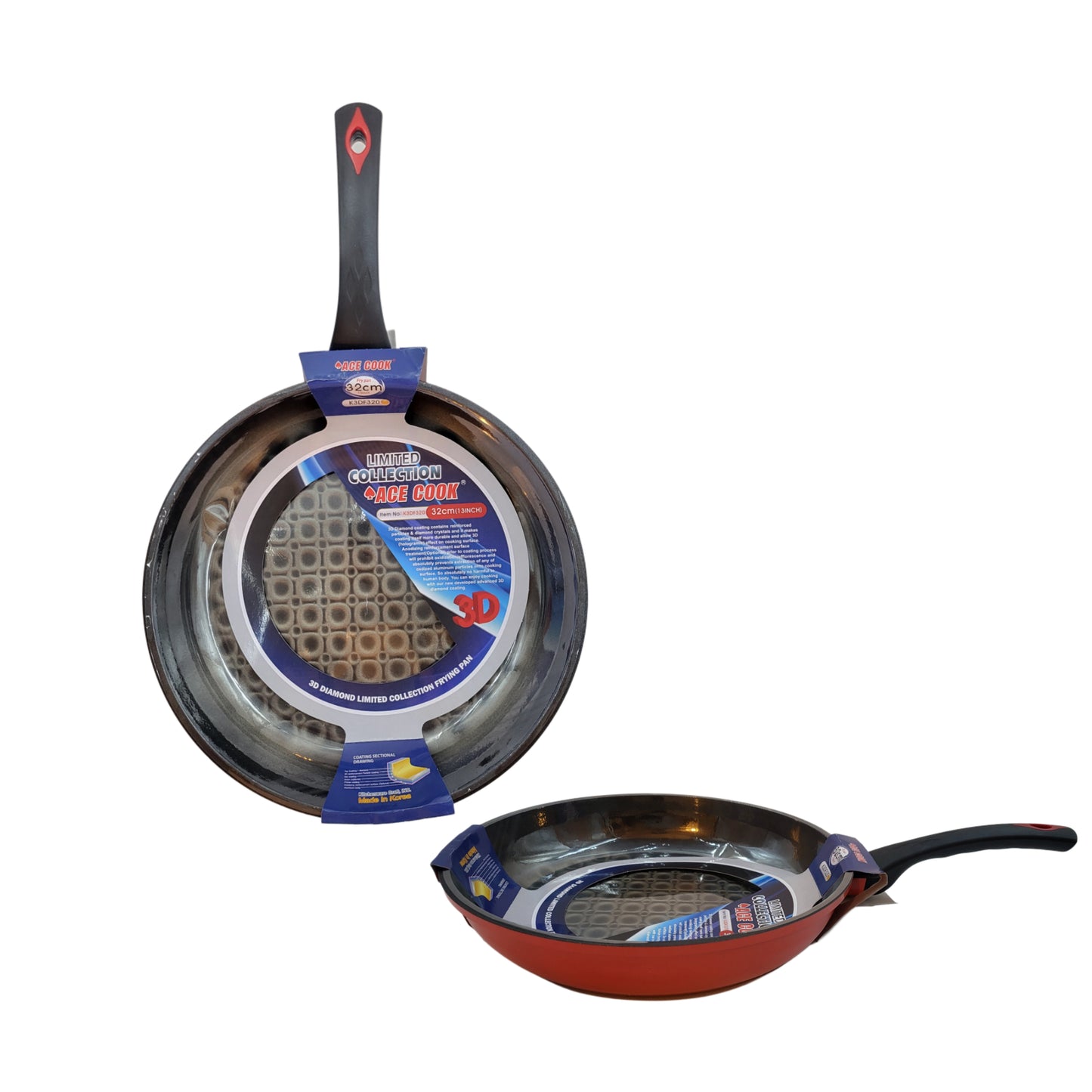 Ace Cook 3D Holographic Diamond Fry Pan 32cm (~13 inches) – Made in Korea