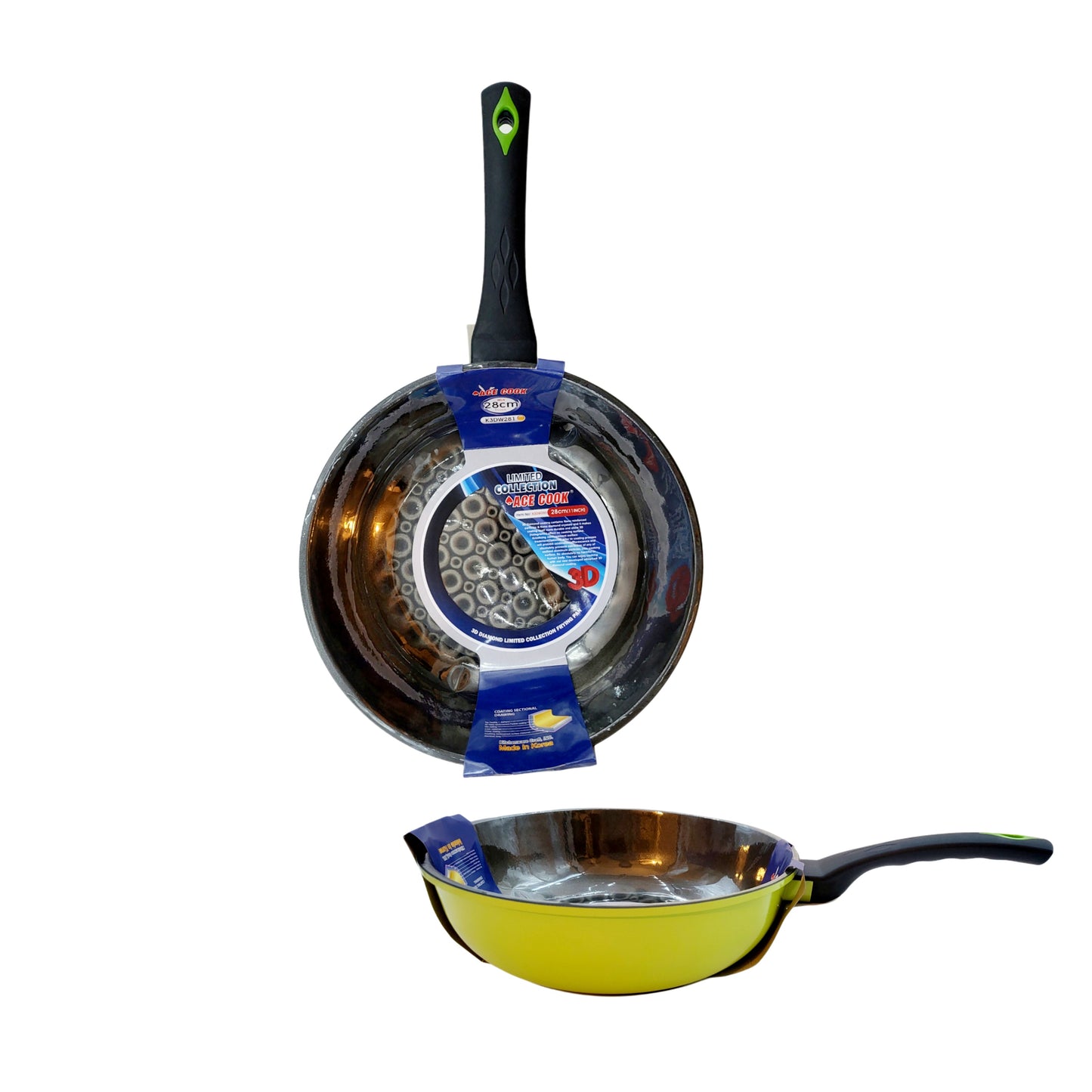 Ace Cook 3D Holographic Diamond Wok Pan 28cm (~11 inches) – Made in Korea