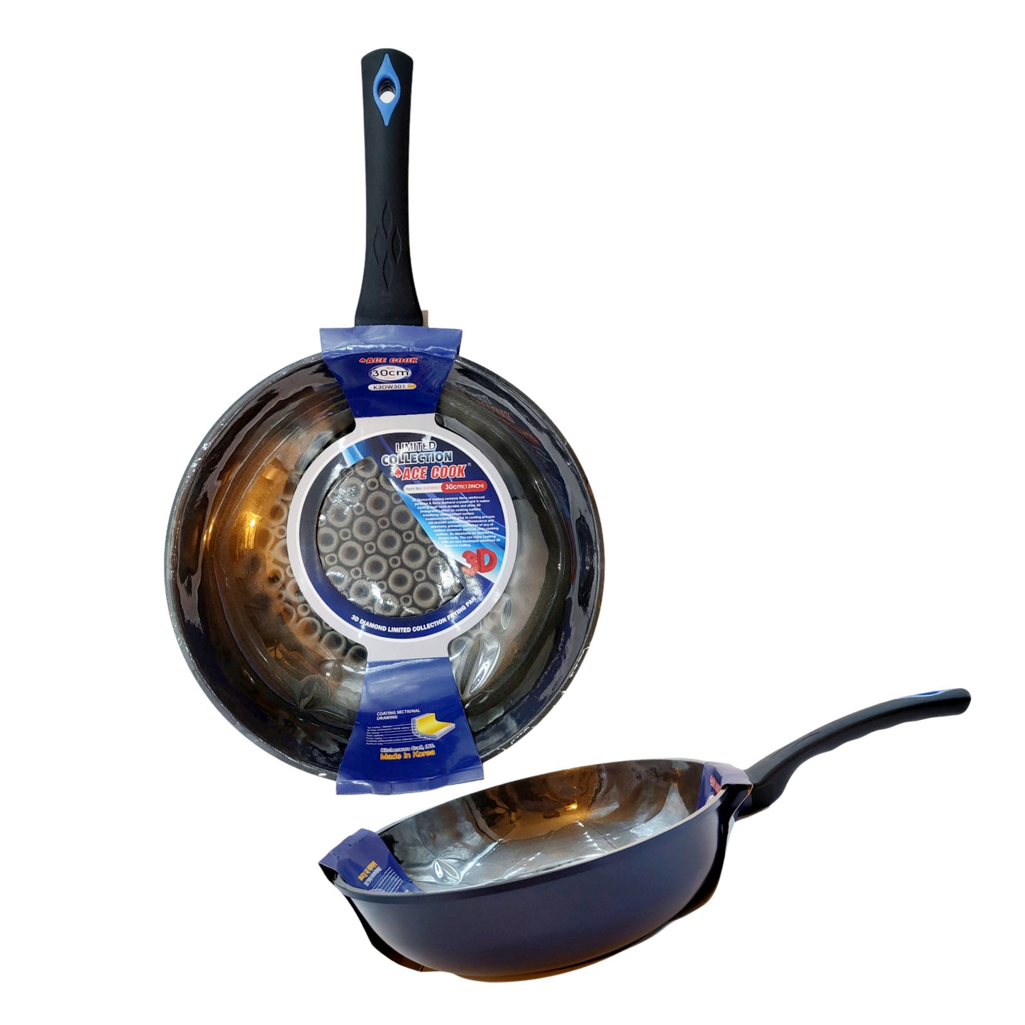 Ace Cook 3D Holographic Diamond Wok Pan 30cm (~12 inches) – Made in Korea