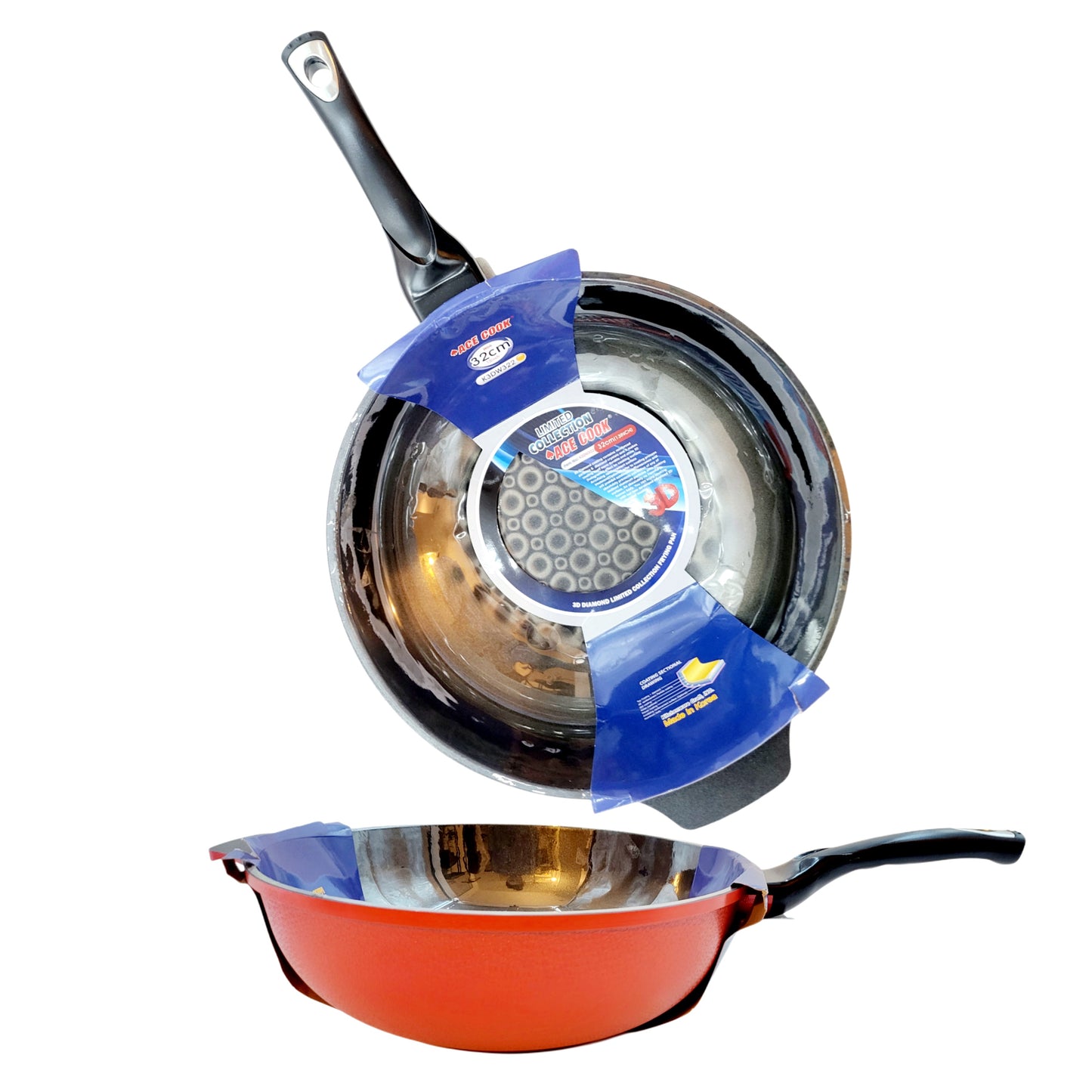 Ace Cook 3D Holographic Diamond Wok Pan 32cm (~13 inches) – Made in Korea