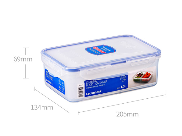 LocknLock Classic Food Container (HPL817C Rectangle w/ 2 removable compartments - 3 sections - 1.0L / 34oz)