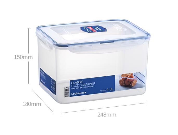 LocknLock Classic Food Container (HPL827 Rectangle - 4.5L / 152oz)