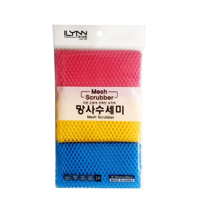 Ilynn/Seawon Mesh Scrubbers (3-pack) - Made in Korea