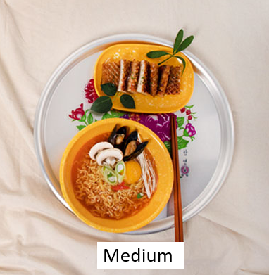 Traditional Korean Flower Design Round Aluminum Serving Trays (3 Sizes) - Made in Korea