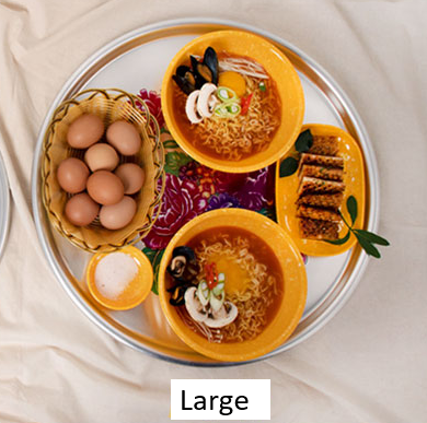 Traditional Korean Flower Design Round Aluminum Serving Trays (3 Sizes) - Made in Korea