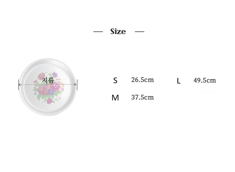 Traditional Korean Flower Design Round Aluminum Serving Trays (3 Sizes) - Made in Korea