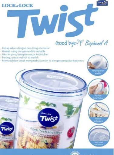 LocknLock Twist Food Container (LLS123 Cylinder - 760ml / 26oz)