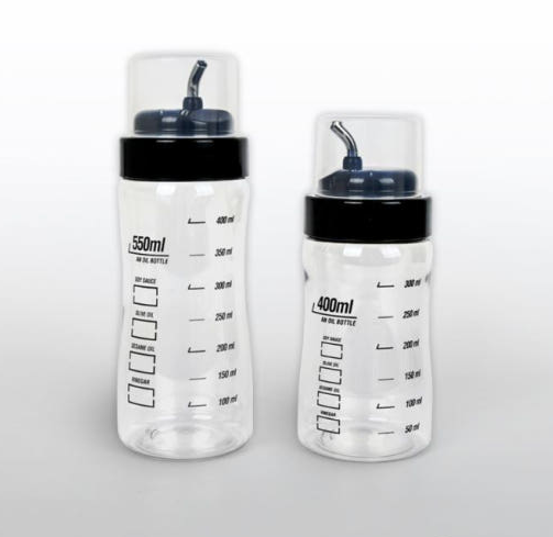 Wide Body Oil/Vinegar/Sauce Bottle W/ Lid (High Quality Plastic - Stainless Steel Spout) - Made in Korea