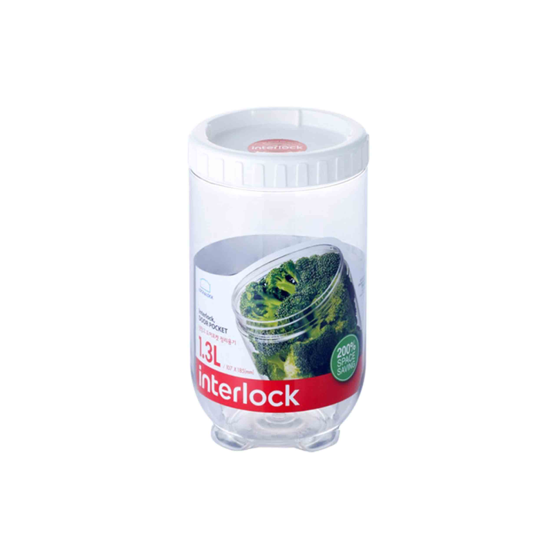 LocknLock Interlock Space Saving Food Container (INL402 Medium Cylinder - 1.3L / 44oz)
