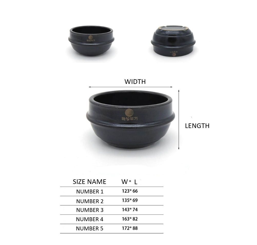 Korean Ttukbaegi Earthenware Soup Bowls – Standard Type - Authentic Clay Pots for Stews/Soups/Noodles/Rice - Made in Korea - 7 Sizes