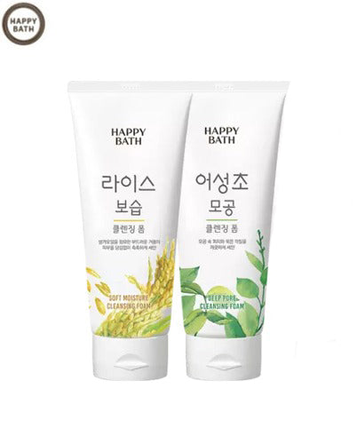 Happy Bath Cleansing Foam (Chameleon Plant - Deep Pore & Rice - Soft Moisture) - 200g - Made in Korea