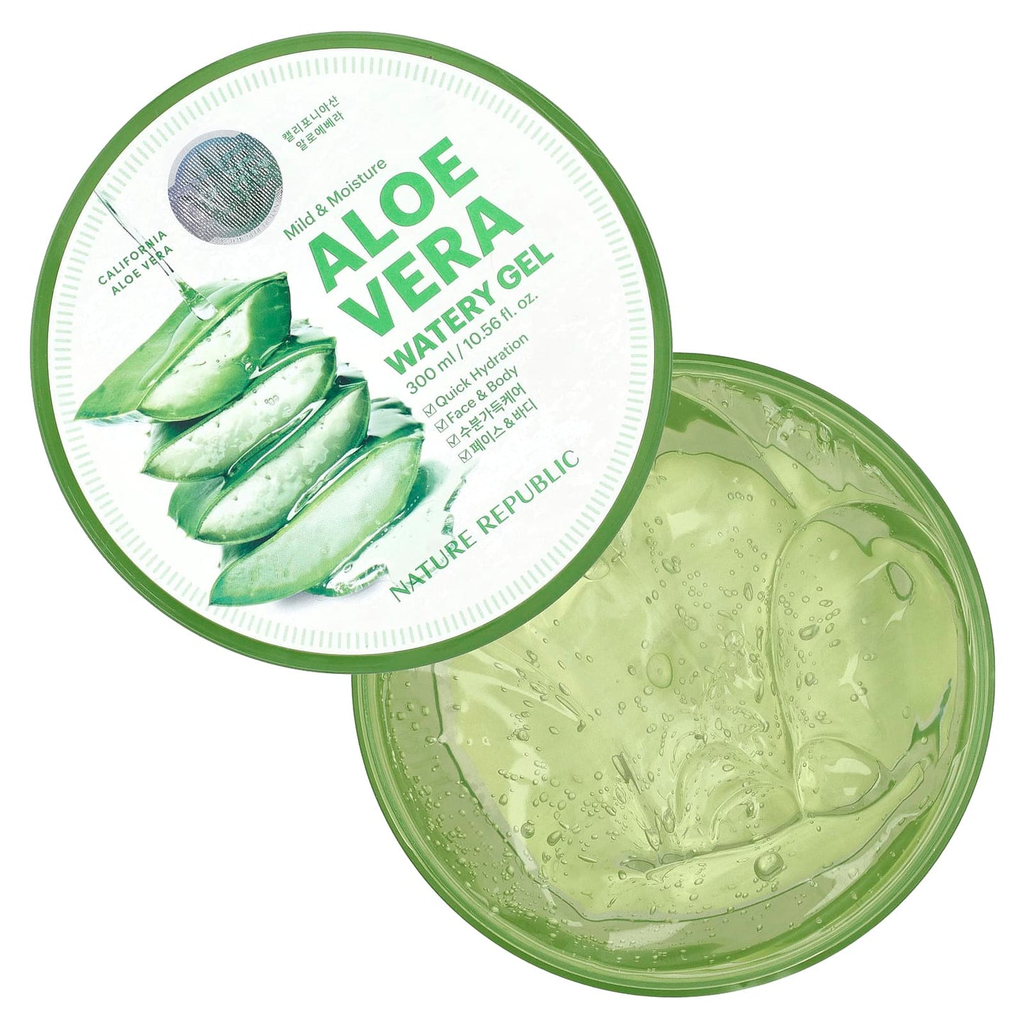 Nature Republic - Mild & Moisture ALOE VERA WATERY GEL (300 ml / 10.56 fl. oz) - Made in Korea